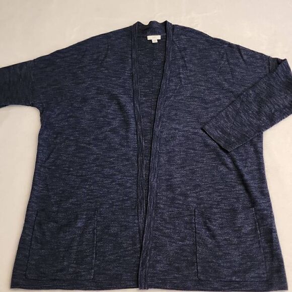J.Jill Women's Heathered Blue Long Sleeve Cardigan Size Medium - Picture 1 of 10